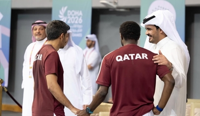 Sheikh Joaan Attends Qatar vs Saudi Arabia Padel Matches at GCC Games Doha